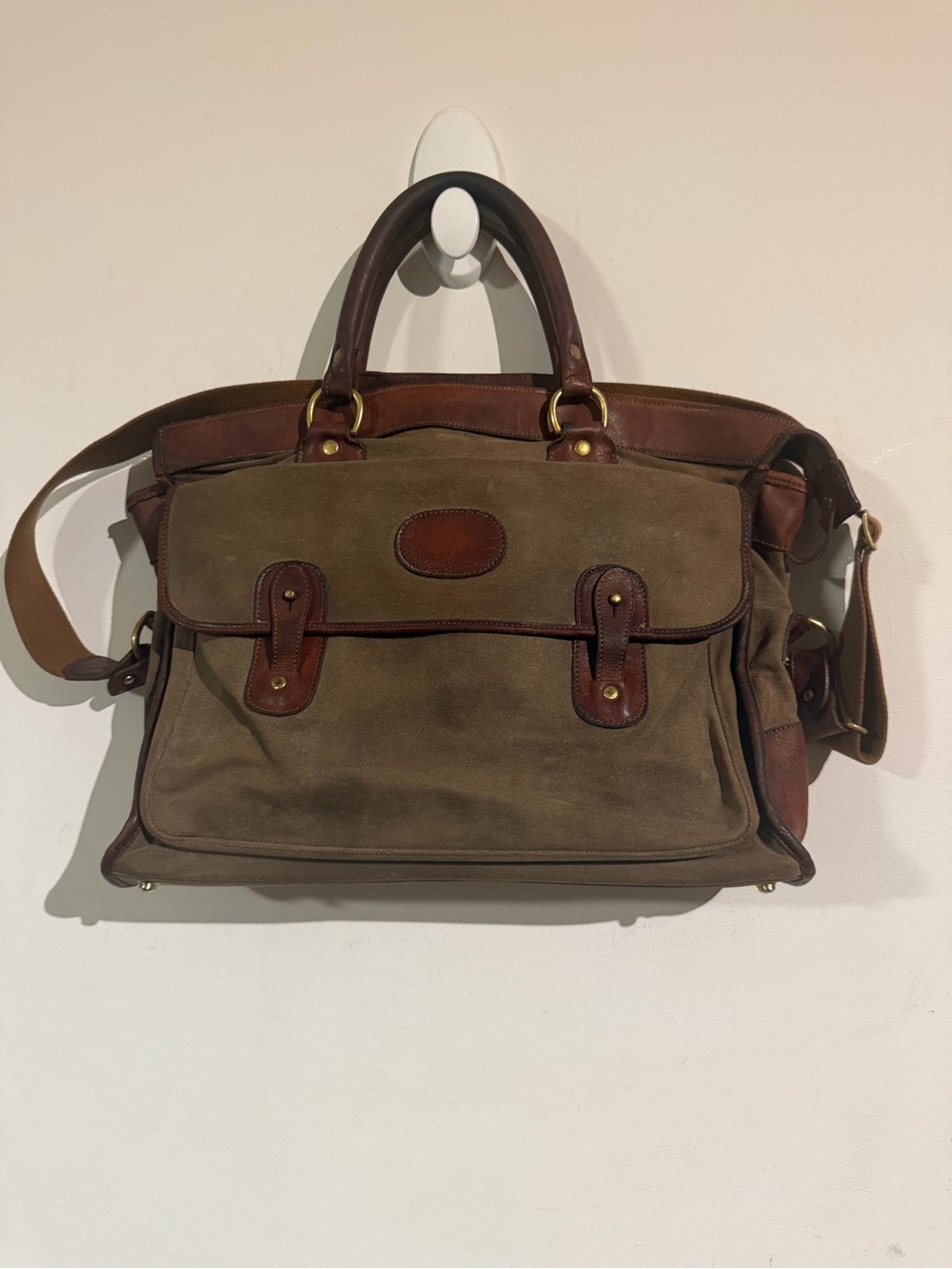 Ghurka Classic Men's Canvas Leather Briefcase - Brown/Tan vintage rare